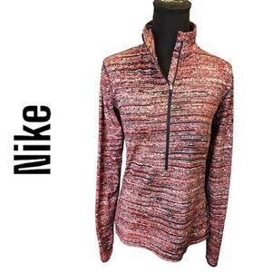 Nike pro womans quarterzip multicolor striped pullover size large